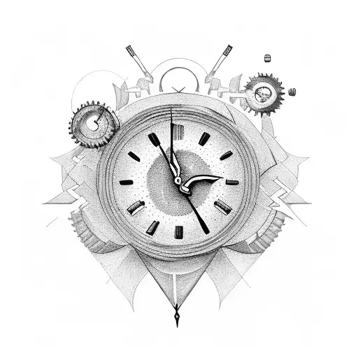 Broken Clock With Gear