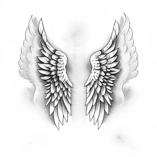 Angel Wings With The Word Blessed In The Middle