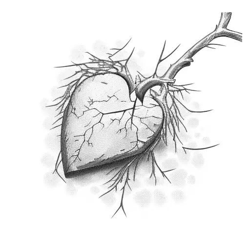 Red Broken Heart On A Branch With Thorns
