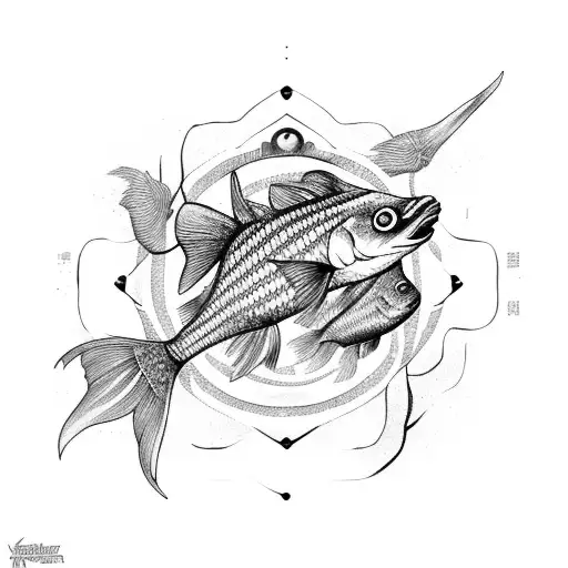 Scary Circling Pisces Fish With Tridents
