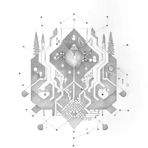 A Constellation Of Circuitry Forming The Shape Of A Forest