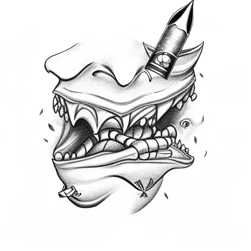 Gold Around Cigar In Pirate Mouth