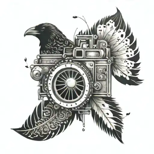 An Intricate Film Strip Intertwined With Raven Feathers