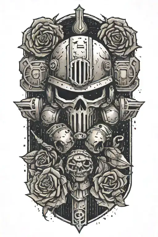 Space Marine Warhammer 40K Space Marine Doom Slayer Rose Lettering