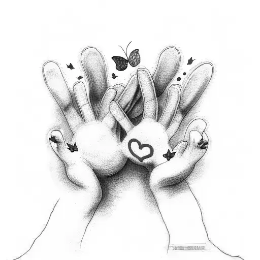 Cat Paws And Human Hands With Red String With Butterflies And Stars With C And H And 2021