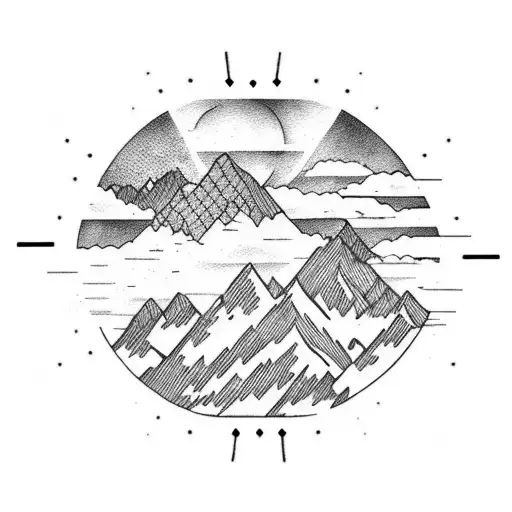 A Mountain Range With A Sun Peaking Through
