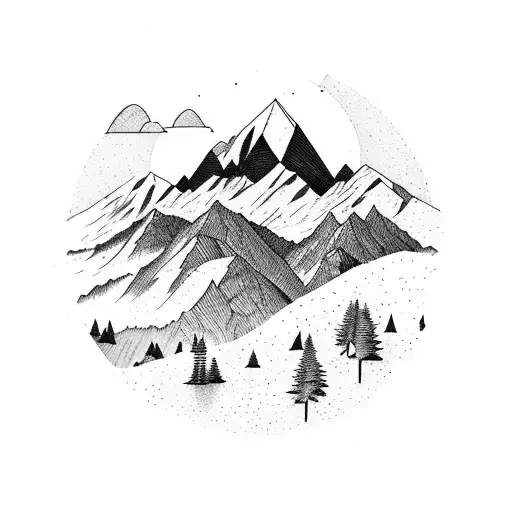 Mountain Scene With Hiker