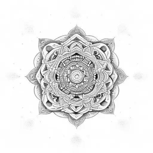 A Dotwork Mandala With Landmarks From Different Countries Incorporated