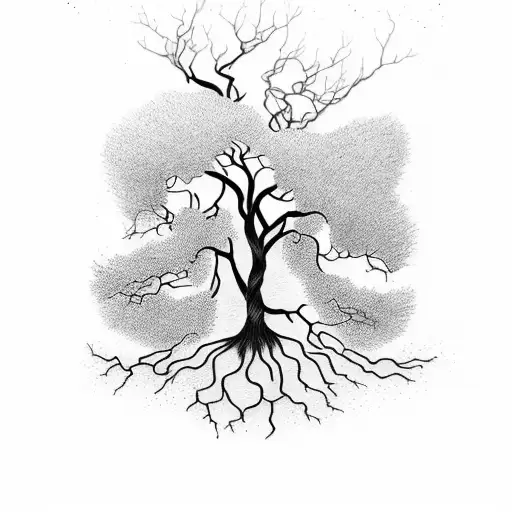 A Beautiful Tree With Roots Representing The Boy's Journey And Perseverance
