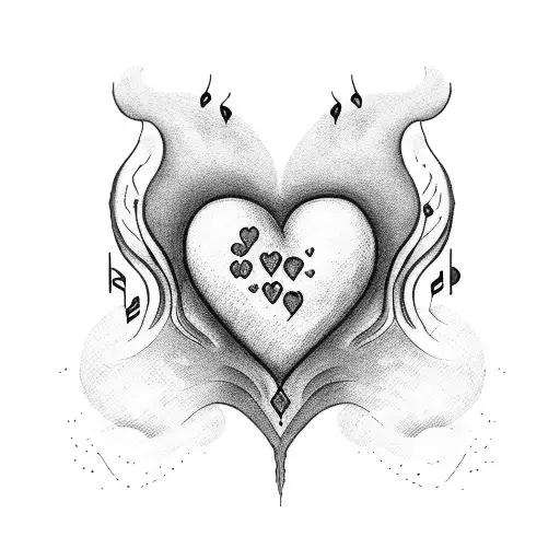 Heart In Flames With Music Notes