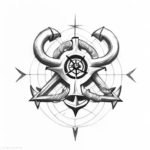 Taurus With Anchor And Compass