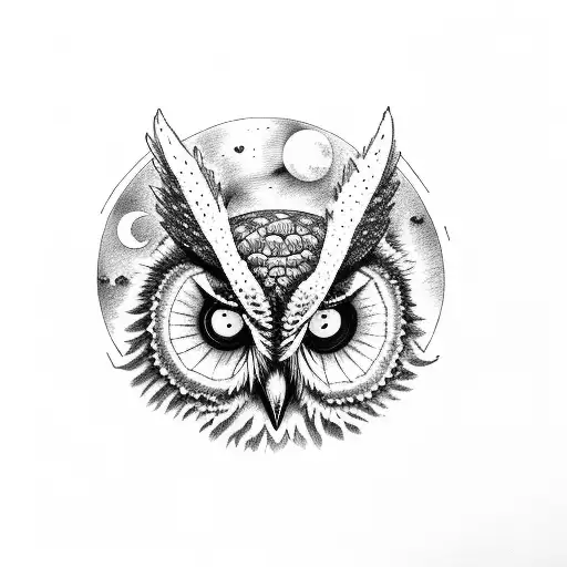 Full Moon With Owl