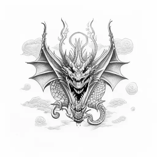 Dragon Verde Entre Tribal Rojo