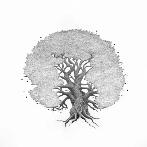 Oak Tree With Strawberry Inside Roots