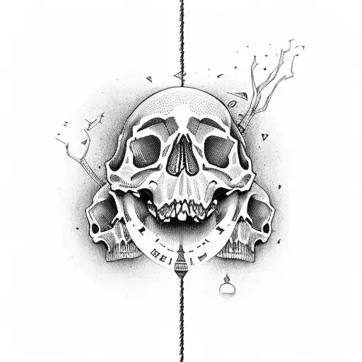 Heartbeat Lines With Skull