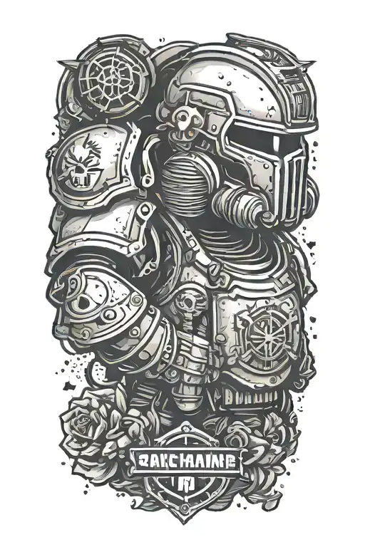 Space Marine Warhammer 40K Space Marine Doom Slayer Rosen Schriftzug