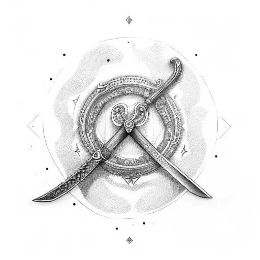 Sword Arm Tattoo With An Armband Circling Around Forearm