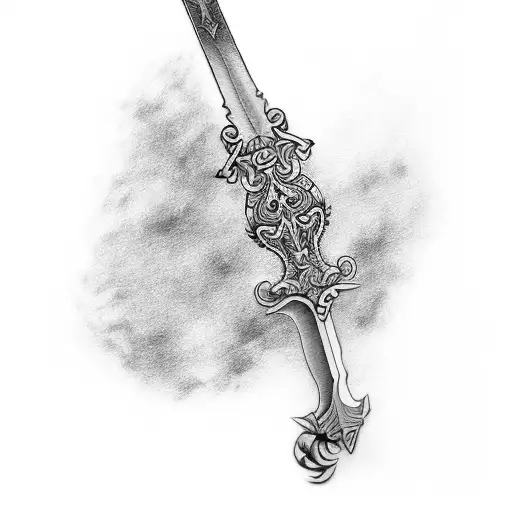 Sword Forearm Tattoo With An Armband Pattern Around Forearm