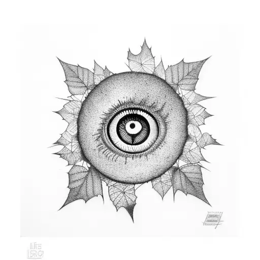 An Abstract Representation Of An Eye Made Up Of Interconnected Maple Leaves
