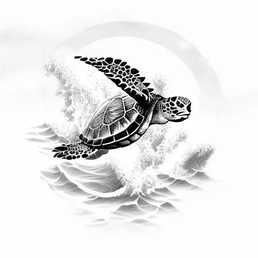 A Rough Sea With A Turtle In It