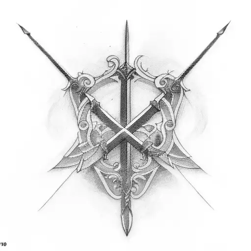 Sword Arm Tattoo With An Armband Pattern Around Forearm