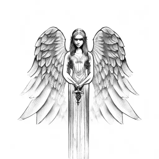 Angel Wings With Halo And Roman Numerals