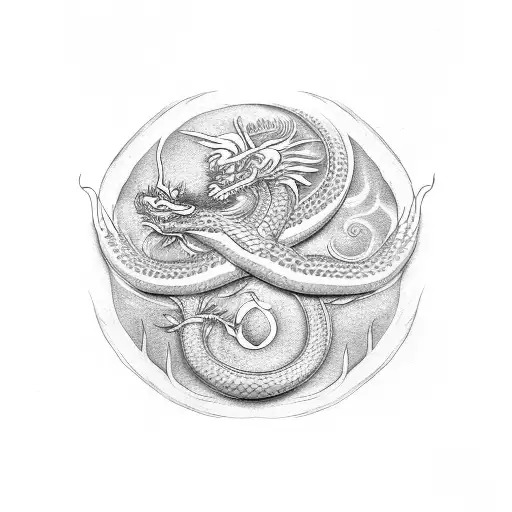 Dragon Snake Sun Moon Yin Yang Angel Wing
