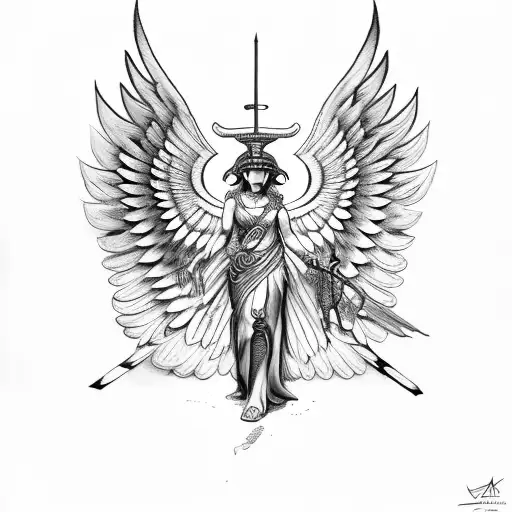 Athena With Wings Roman Script