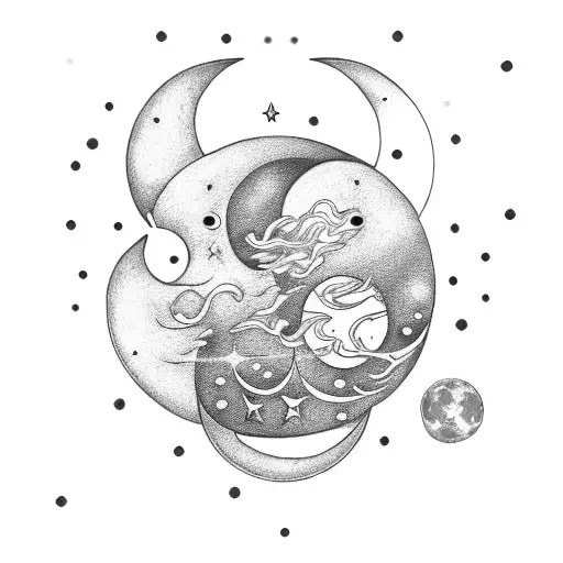 Double Charm Bracelet With Moon And Star Charms