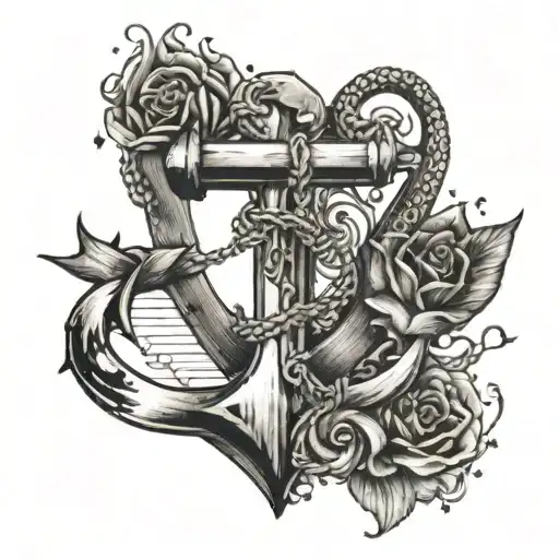 An Anchor Made Of Musical Symbols And A Heart At The Center