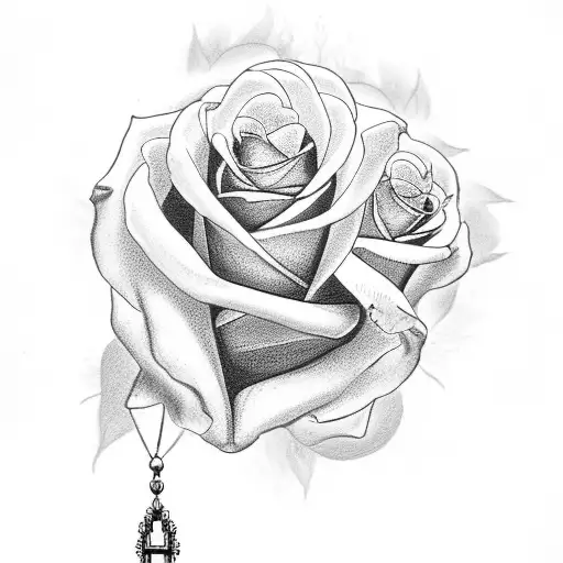 Praying Hands With Rosary Beads And That Says Nana With Roses