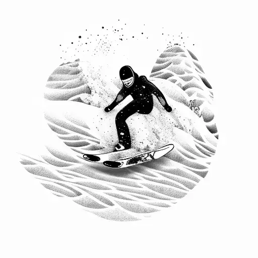 A Snowboarder Riding A Wave On A Beach