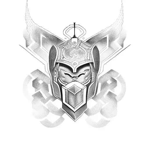 Create A Tattoo Design Featuring A Gaming Character With Ghanaian Cultural Symbols Incorporated