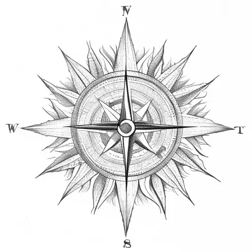Compass In A Twig Wreath With Sunflowers Around It