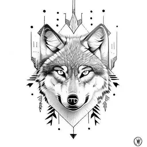 Wolf Face With Arrow