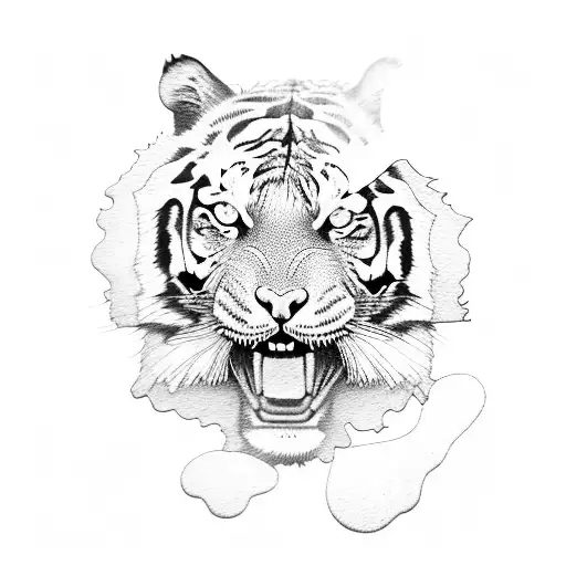 Scary Tiger With Mouth Open