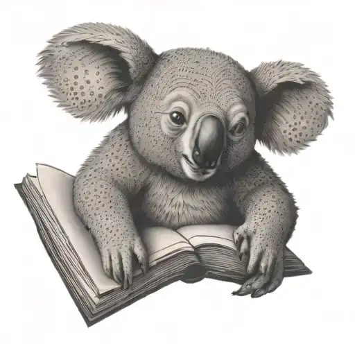 Koala Sitting On A Book Reading