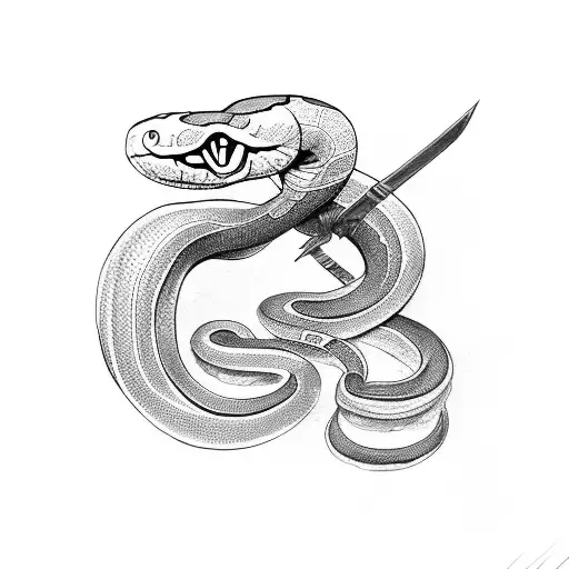 Snake Forming S Around A Sword