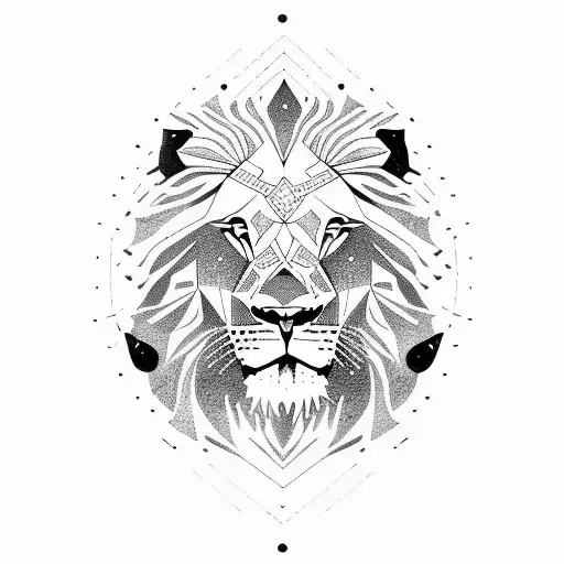 Lion With African Continent And Space And Traveling