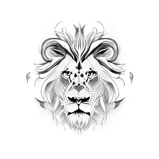 Lion Head With Big Fangs