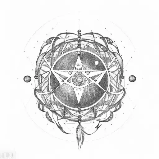 Libra Symbol With Dream Catcher And Trails