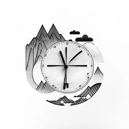 Hour Clock With Mountains