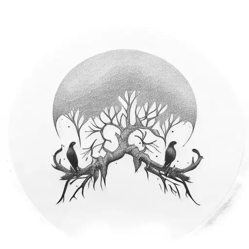 Upper Back Tattoo With Crow And Trees