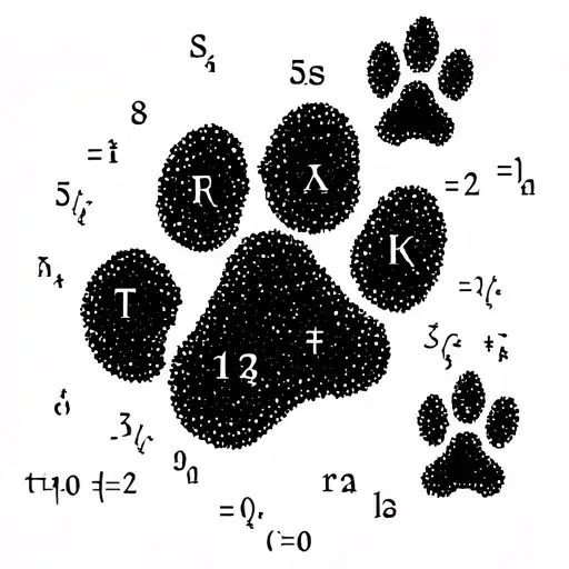 A Mathematical Equation Designed To Look Like A Travel Map With Dog Paw Prints