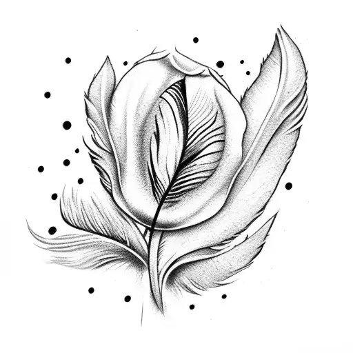 Feather With Tulip Flower
