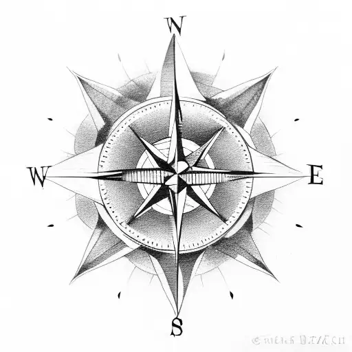 Compass With Rose Pin