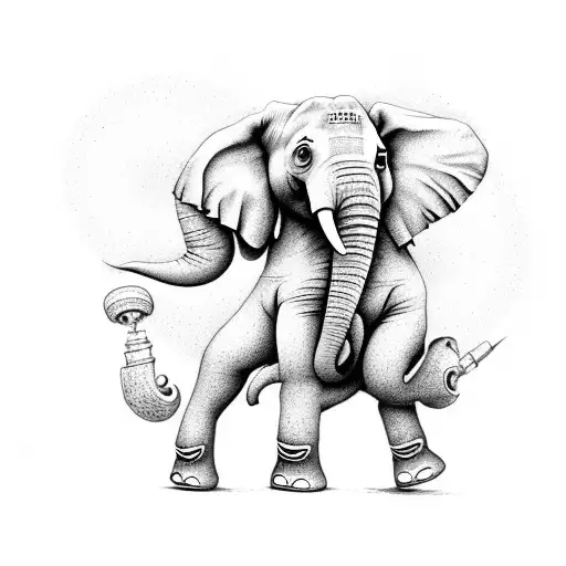 Elephant Showering With Its Trunk