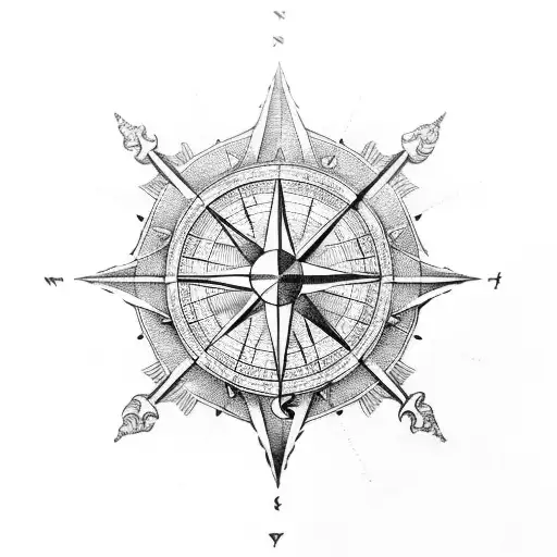 Sic Parvis Magna And Compass With Clouds