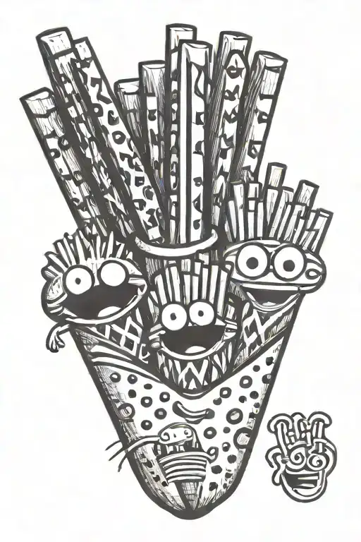 Cartoon French Fry Family