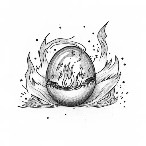 Egg In Rainbow Color Shatters In Flames Where A Puppy Comes Out